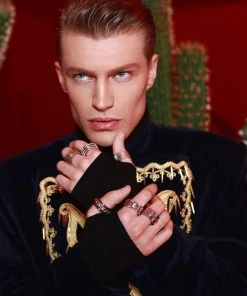 Shopalbina2022 2020's Classic Velvet Suit With Gold Embroidery