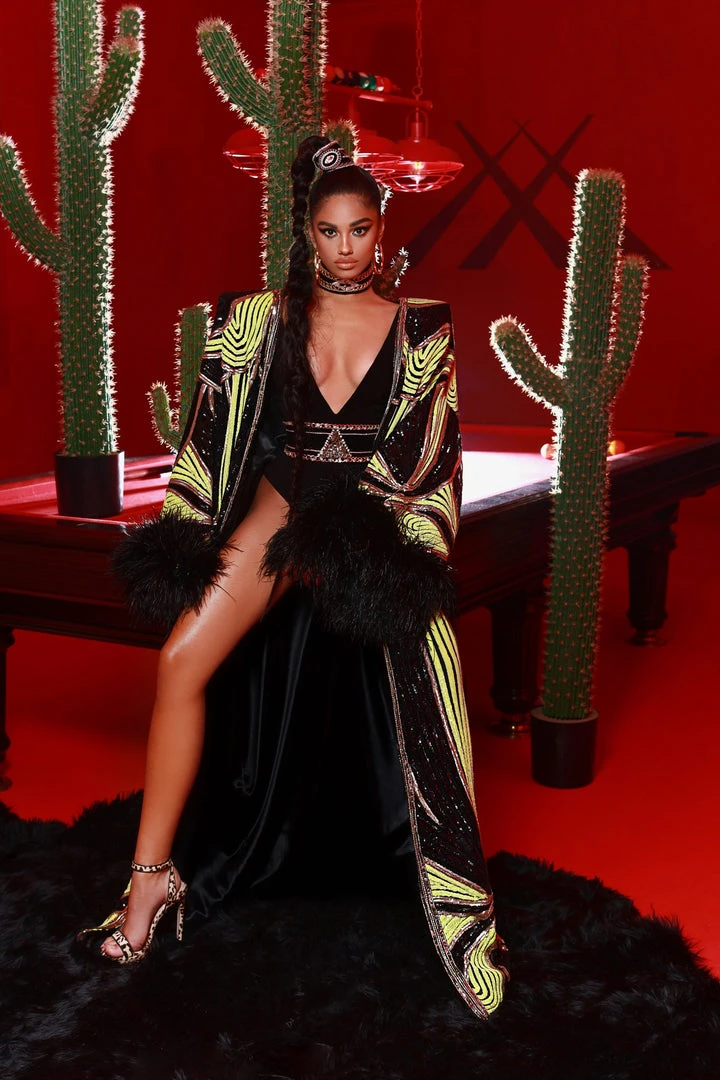 Shopalbina2022 Black & Yellow Neon Bodysuit With Cape 3 Shopalbina2022 Black & Yellow Neon Bodysuit With Cape