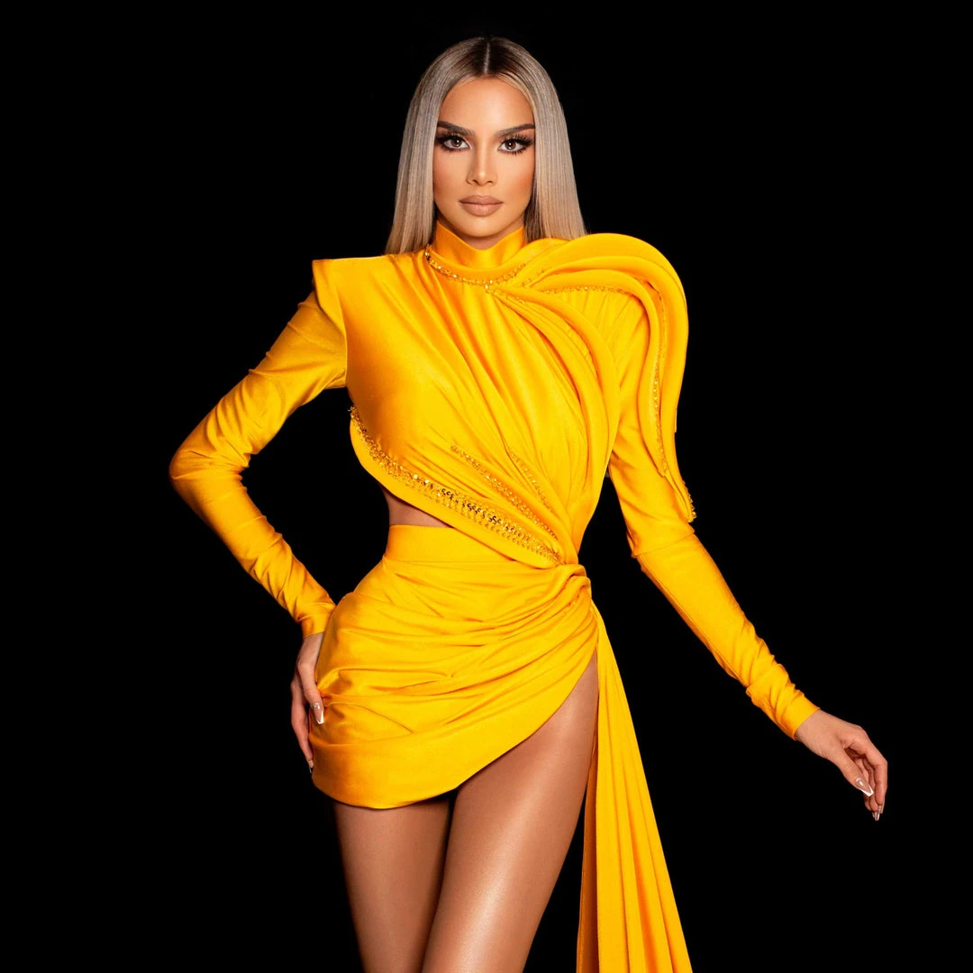 Shopalbina2022 Short Yellow Evening Dress GLORIA 4 Shopalbina2022 Short Yellow Evening Dress GLORIA