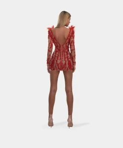 Shopalbina2022 Red Feathered Short Dress 7 Shopalbina2022 Red Feathered Short Dress