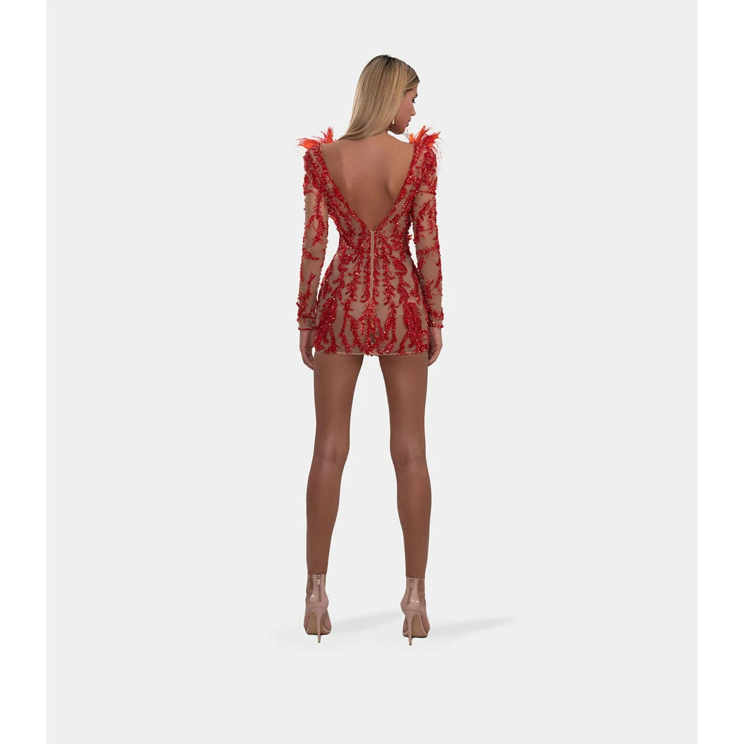 Shopalbina2022 Red Feathered Short Dress 5 Shopalbina2022 Red Feathered Short Dress
