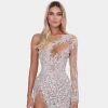 Shopalbina2022 Short Silver One Sleeved Dress WILD 1 Shopalbina2022 Short Silver One Sleeved Dress WILD