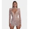 Shopalbina2022 Short Rose-nude Fringe Corset Dress