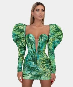 Shopalbina2022 WILD Green Printed Dress