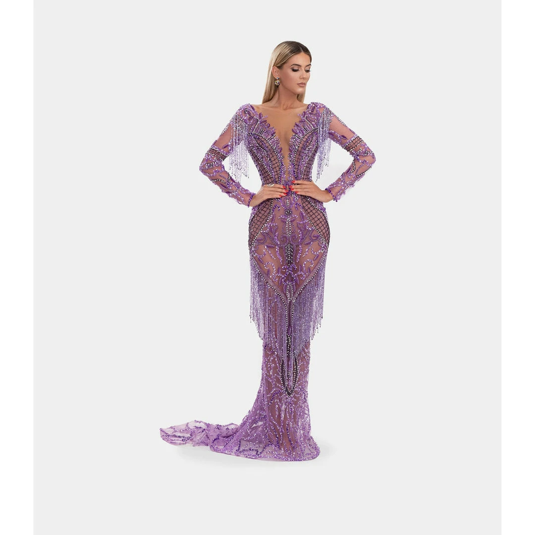 Shopalbina2022 Long Dress With Purple Embroidery And Tassels 4 Shopalbina2022 Long Dress With Purple Embroidery And Tassels