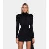 Shopalbina2022 Short Black Dress With High Neck And Side Tail WILD 2 Shopalbina2022 Short Black Dress With High Neck And Side Tail WILD