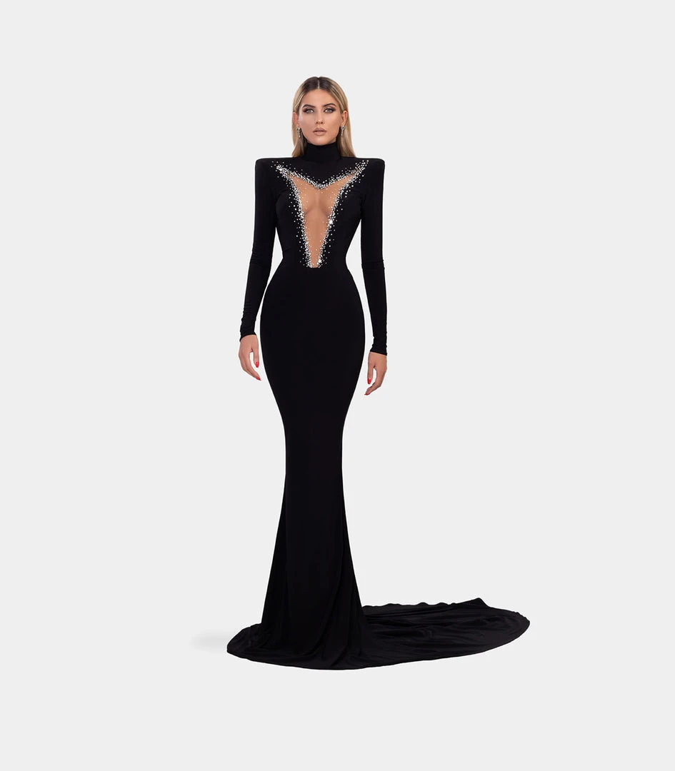 Shopalbina2022 WILD Black Evening Gown With Mermaid Sweep Train 5 Shopalbina2022 WILD Black Evening Gown With Mermaid Sweep Train