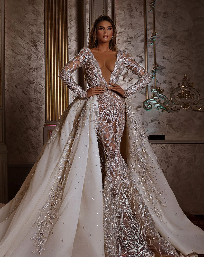 Shopalbina2022 Bridal Couture Mermaid Gown With Embellished Detachable Train 4 Shopalbina2022 Bridal Couture Mermaid Gown With Embellished Detachable Train