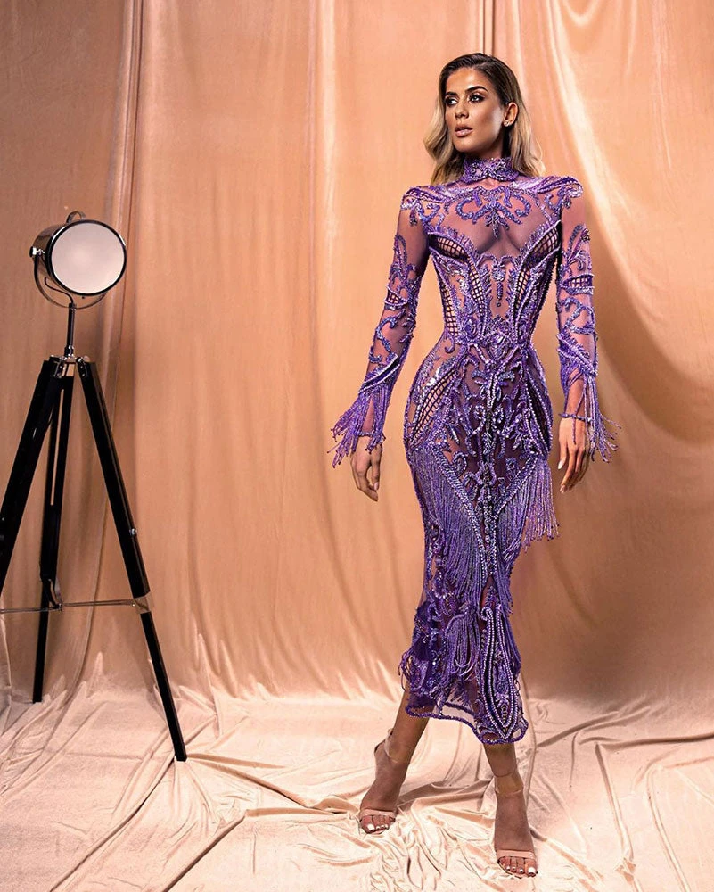 Shopalbina2022 Long Lace Purple Dress With Tassels FEMME 3 Shopalbina2022 Long Lace Purple Dress With Tassels FEMME