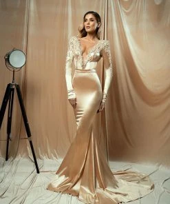Shopalbina2022 Velvet Mermaid Cream Dress