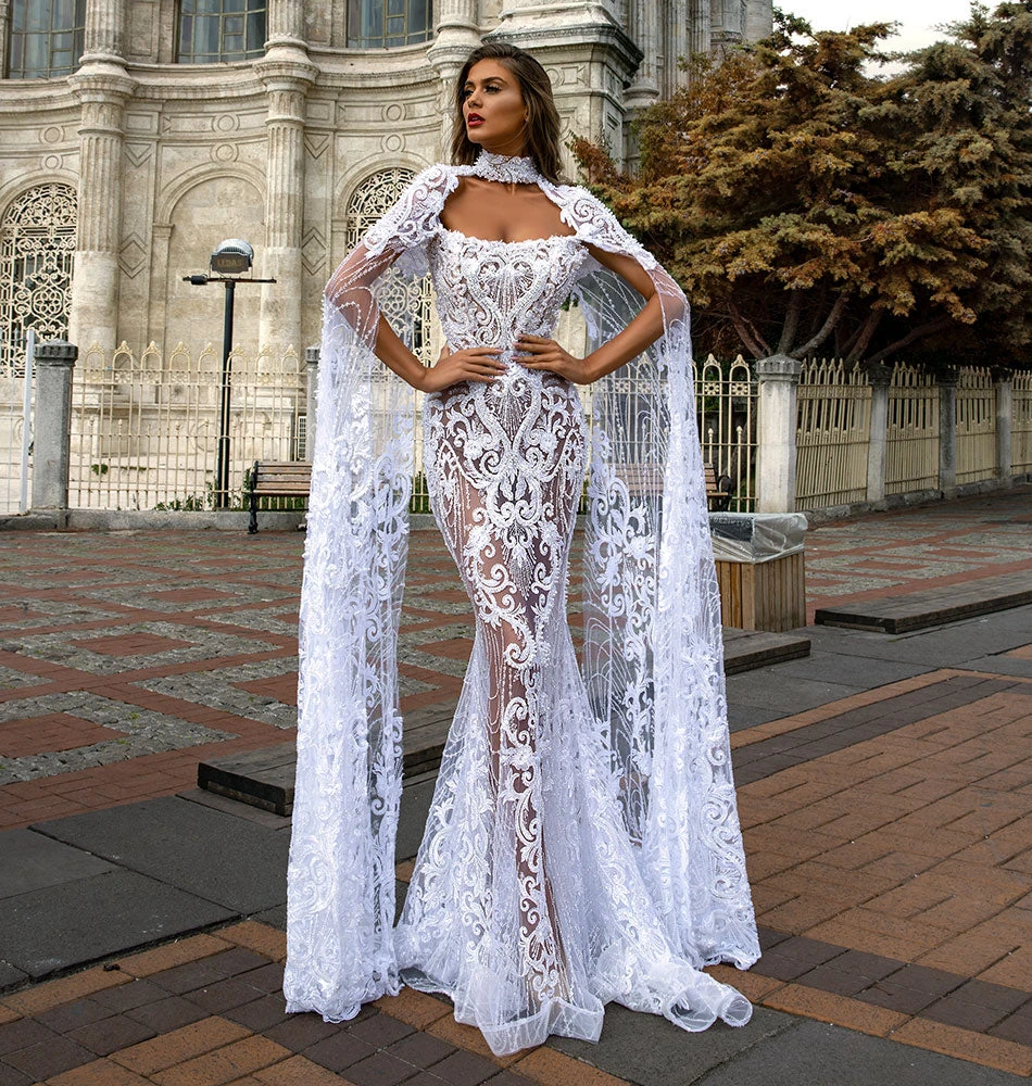 Shopalbina2022 Lace Cape-Sleeve Gown MESMERIZING 3 Shopalbina2022 Lace Cape-Sleeve Gown MESMERIZING