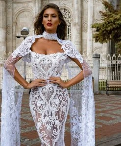 Shopalbina2022 Lace Cape-Sleeve Gown MESMERIZING 7 Shopalbina2022 Lace Cape-Sleeve Gown MESMERIZING