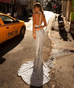 Shopalbina2022 Halter Neckline Sparkling Dress