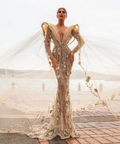 Shopalbina2022 Cream Embellished Dress