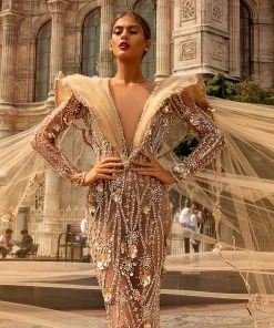 Shopalbina2022 Cream Embellished Dress