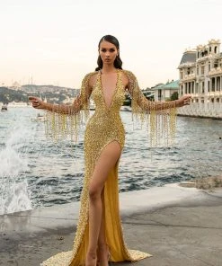 Shopalbina2022 Long-Halter Embellished Dress MESMERIZING