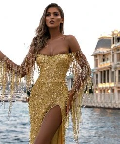 Shopalbina2022 MESMERIZING Long Golden Dress