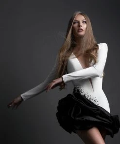 Shopalbina2022 VASL White And Black Dress