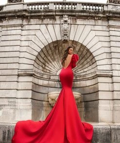 Shopalbina2022 Red Puffy Shouldered Dress BRIGITTE