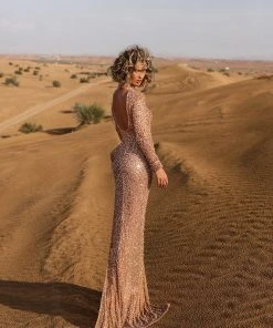 Shopalbina2022 Long One Sleeve Bronze Dress DESERTE