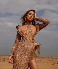 Shopalbina2022 DESERTE Bronze Elegant Dress