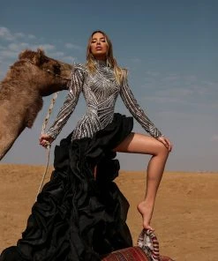 Shopalbina2022 Silver In Black Dress