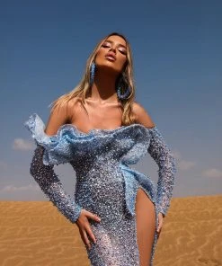 Shopalbina2022 DESERTE Long Corset Blue Dress