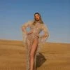 Shopalbina2022 DESERTE Long Feathered Bronze Dress