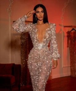 Shopalbina2022 Silver Sparkly Dress