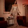 Shopalbina2022 Long Silver Off Shoulder Dress HAUTE COUTURE