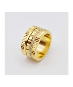 Shopalbina2022 Accessories Wide Halo Ring With Lines Detailing