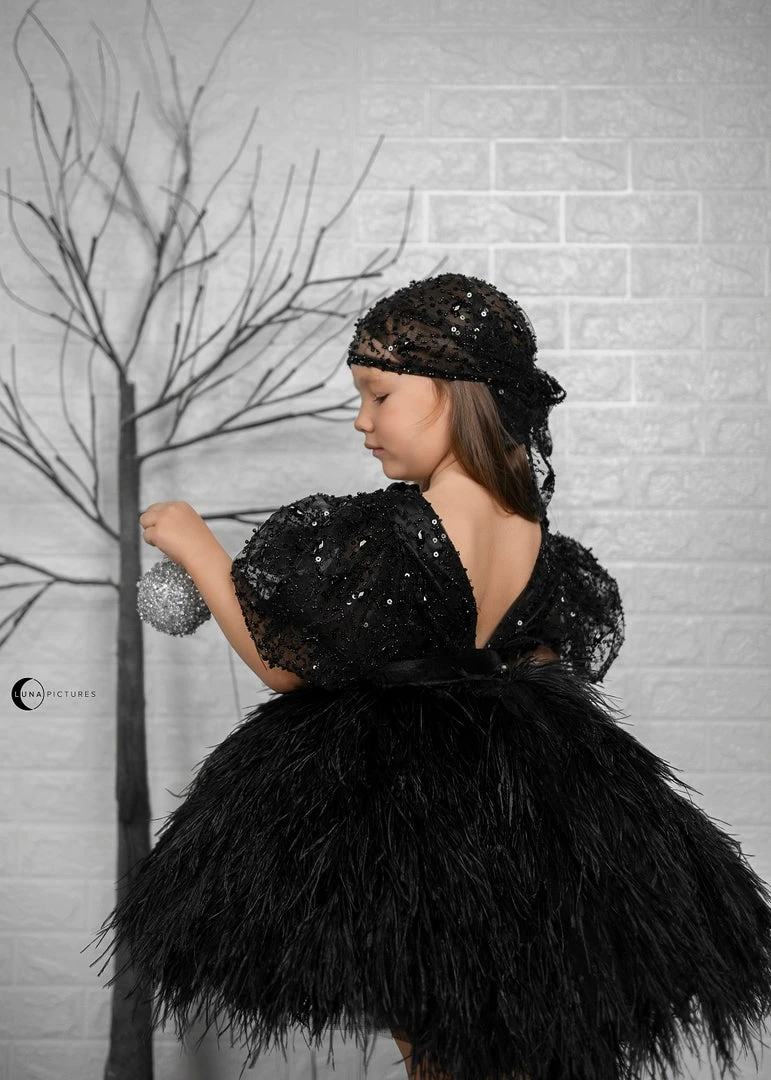 Shopalbina2022 Fluffy Feather Black Dress 3 Shopalbina2022 Fluffy Feather Black Dress
