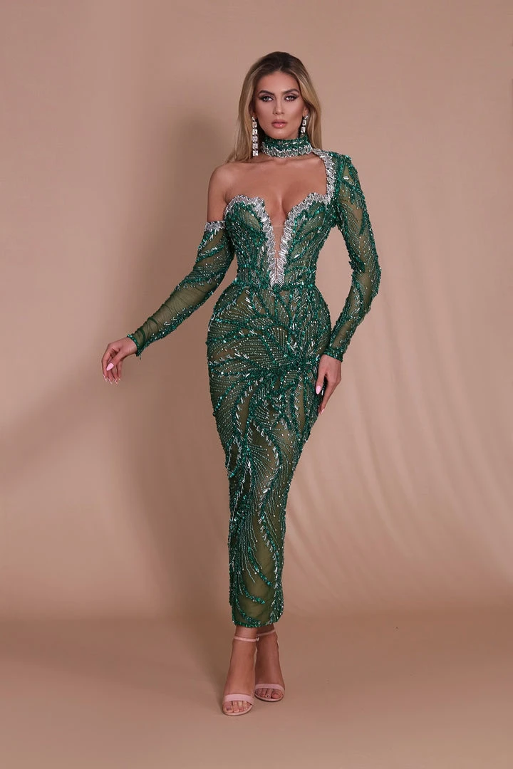 Shopalbina2022 Off-Shoulder Sleeve Green Dress ALBINADYLA X IVY SHOWROOM 5 Shopalbina2022 Off-Shoulder Sleeve Green Dress ALBINADYLA X IVY SHOWROOM