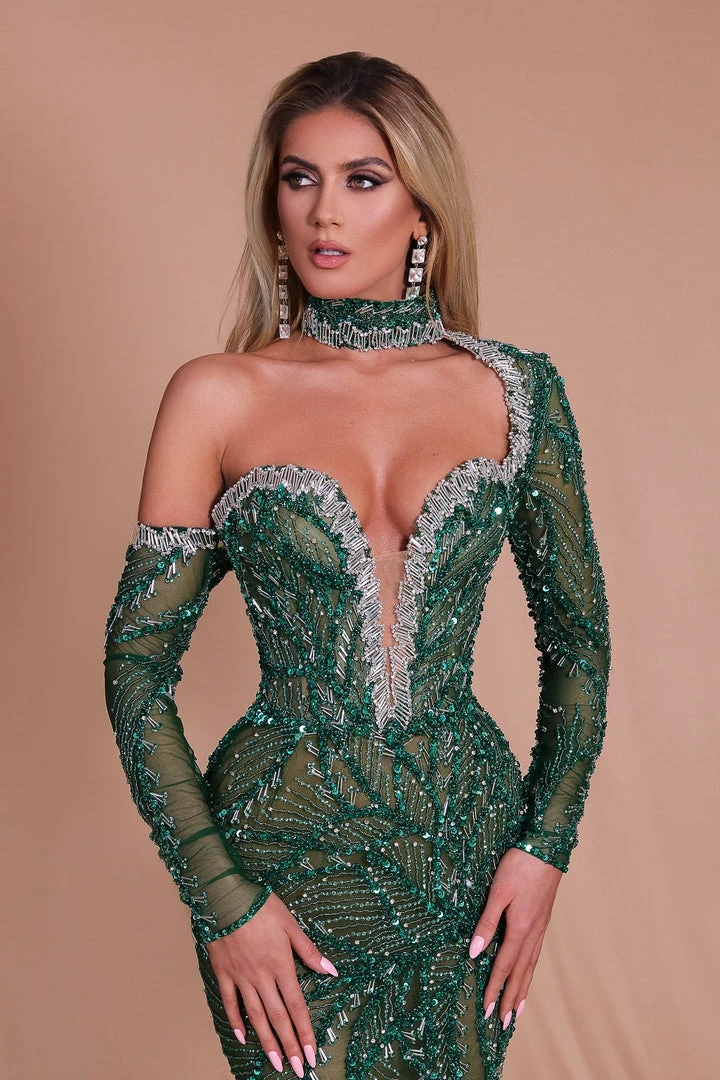 Shopalbina2022 Off-Shoulder Sleeve Green Dress ALBINADYLA X IVY SHOWROOM 3 Shopalbina2022 Off-Shoulder Sleeve Green Dress ALBINADYLA X IVY SHOWROOM