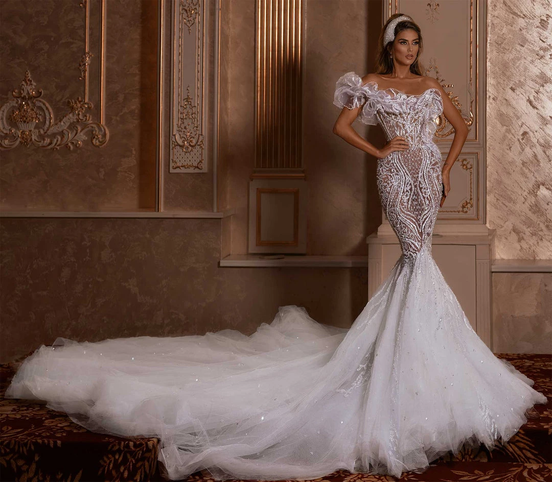 Shopalbina2022 One Shoulder Mermaid Bridal Gown 4 Shopalbina2022 One Shoulder Mermaid Bridal Gown