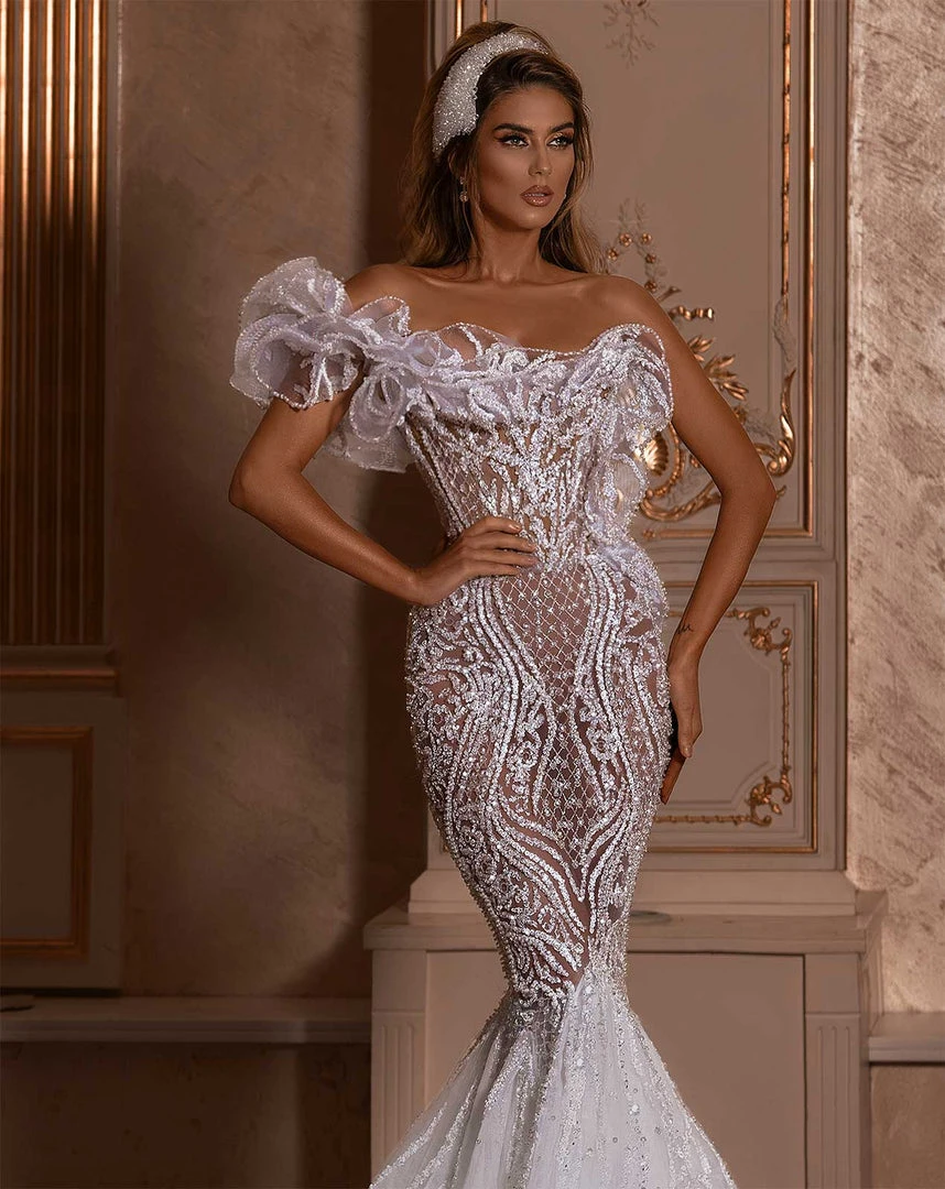 Shopalbina2022 One Shoulder Mermaid Bridal Gown 3 Shopalbina2022 One Shoulder Mermaid Bridal Gown