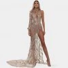 Shopalbina2022 WILD Gold Embellished Glamorous Dress