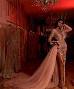 Shopalbina2022 Long Peach Dress ÉTONNANT ÉTOILE