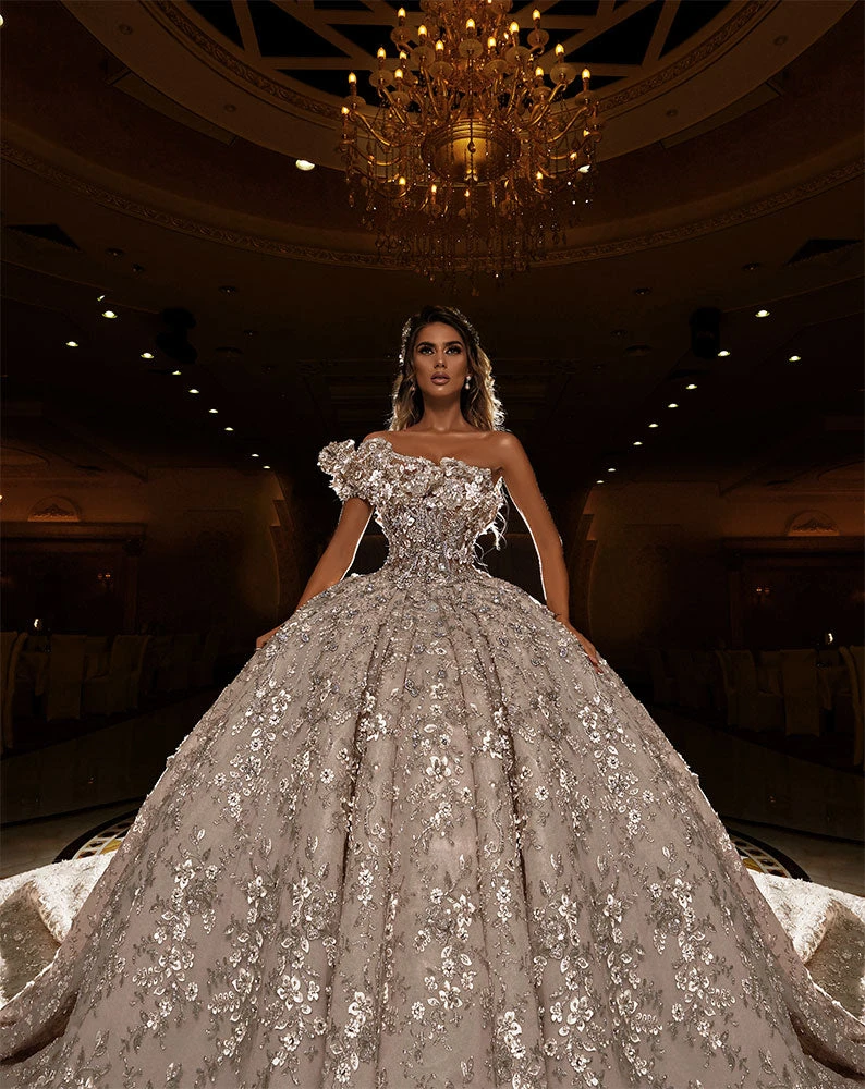 Shopalbina2022 Bridal Couture One Ruffle Shoulder Bridal Gown 4 Shopalbina2022 Bridal Couture One Ruffle Shoulder Bridal Gown