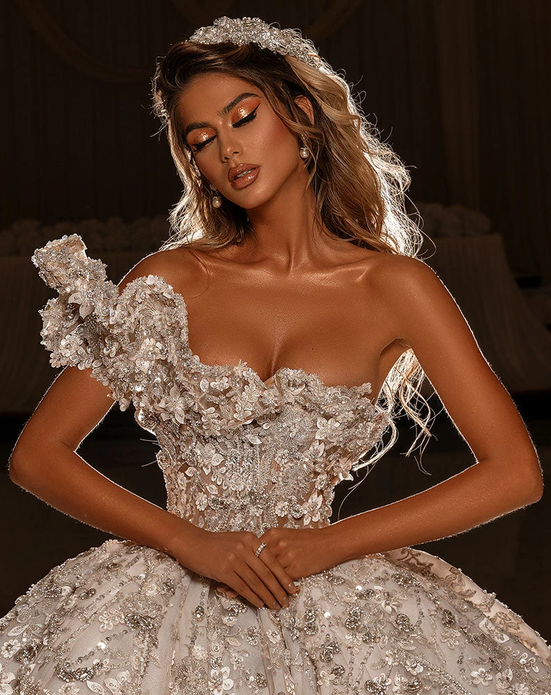 Shopalbina2022 Bridal Couture One Ruffle Shoulder Bridal Gown 7 Shopalbina2022 Bridal Couture One Ruffle Shoulder Bridal Gown